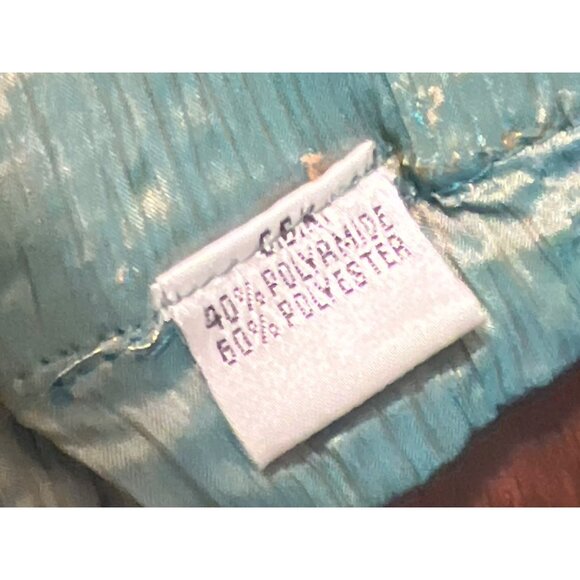 Embroidered Metallic Teal Long Runner  Window Valance With Floral Beaded Edge - Picture 4 of 5